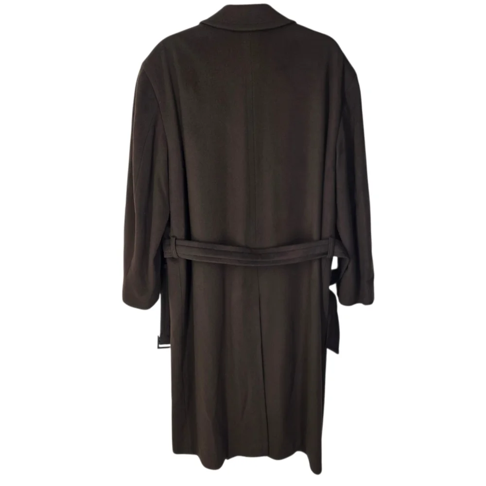 Boss Hugo Boss Continental Overcoat Wool Cashmere Double Breasted Brown Sz 34R
